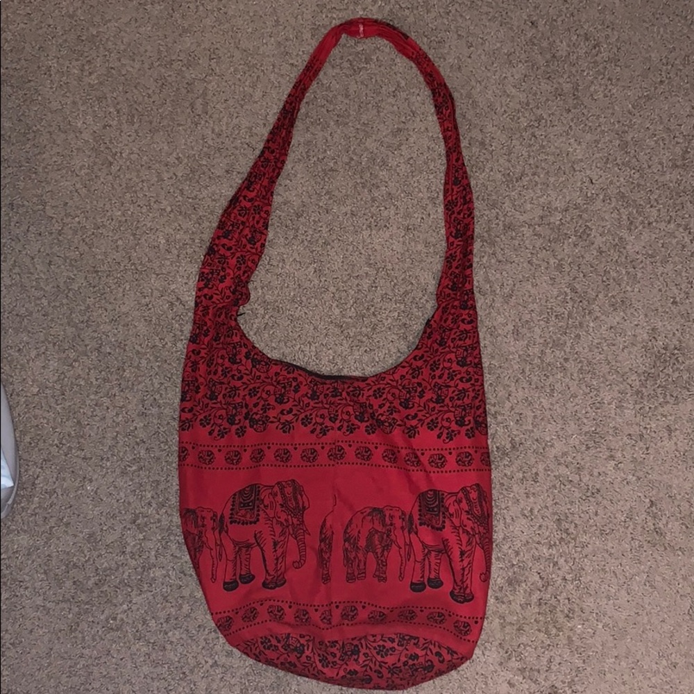 Red and black cross body bag